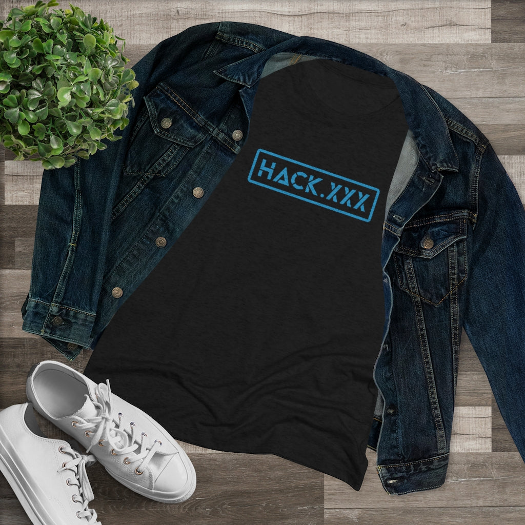 HACK.XXX (Women's Tee, Black+Cyan)