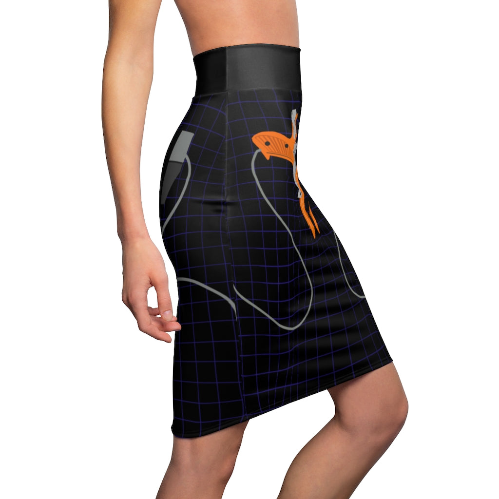 Retro Gaming Pistolero Pencil Skirt