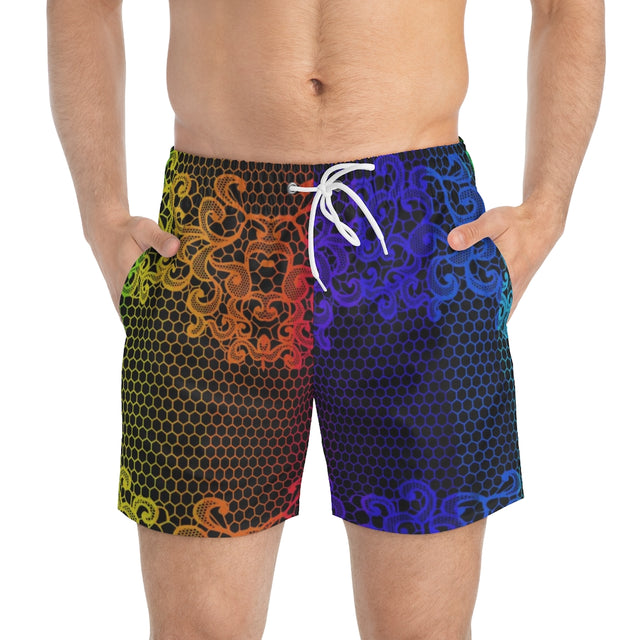 Rainbow lace Swim Trunks
