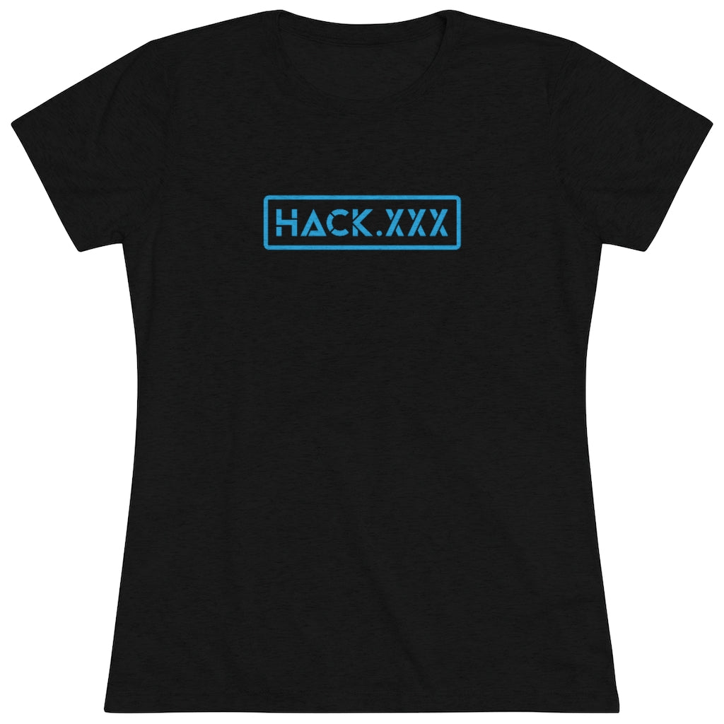 HACK.XXX (Women's Tee, Black+Cyan)