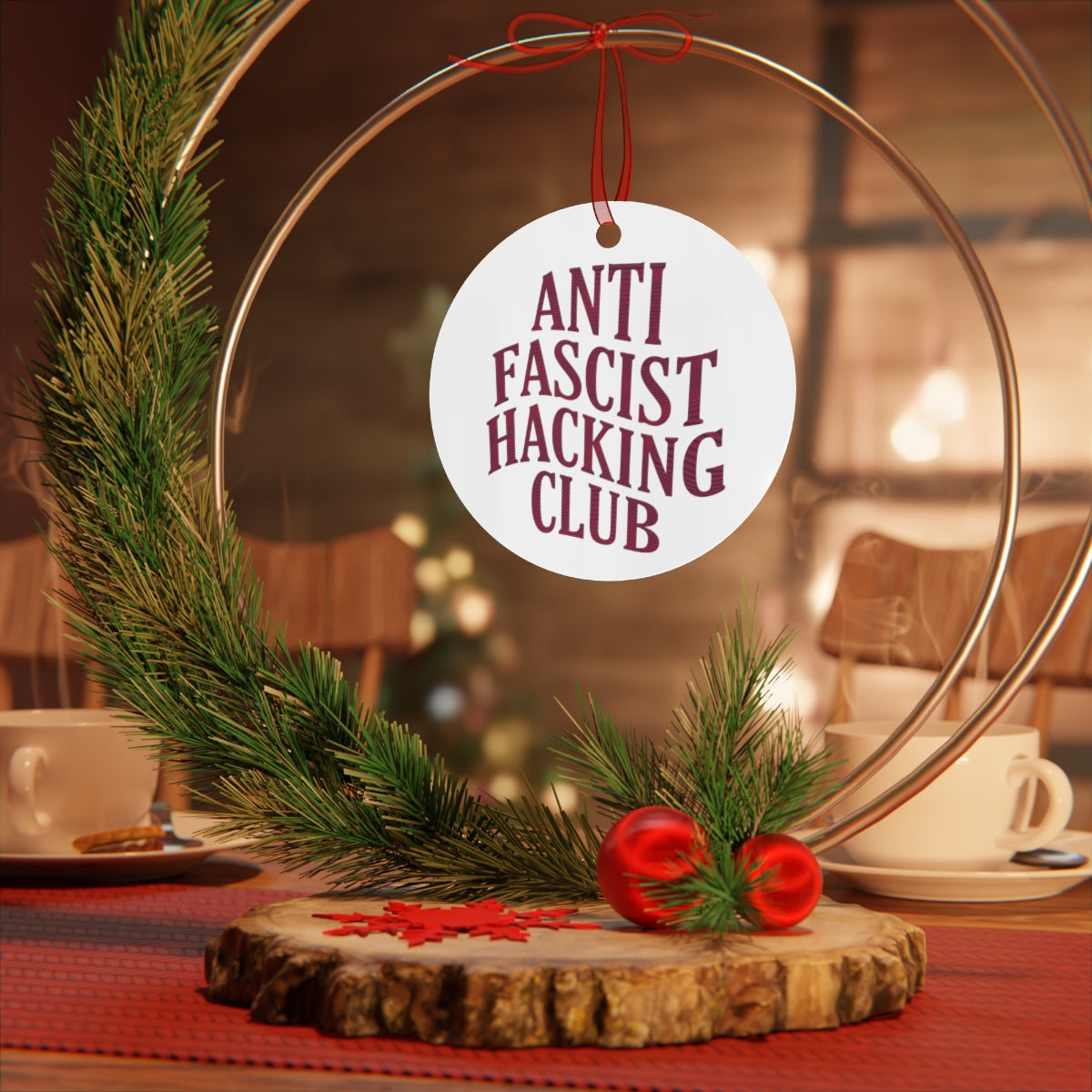 Antifascist Hacking Club Metal Ornaments